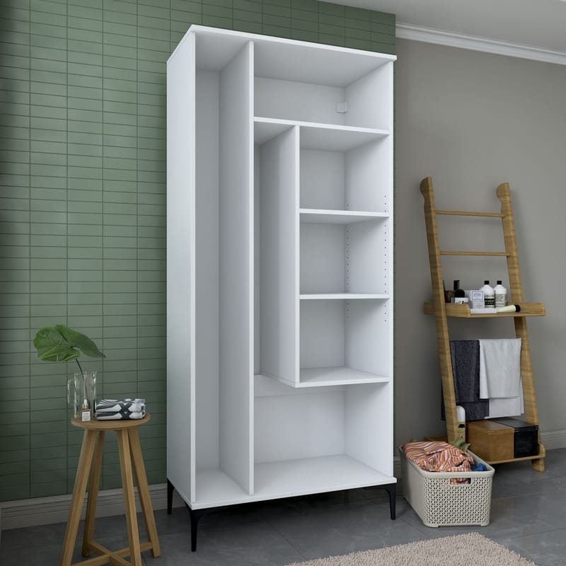 kylpyhuonekaappi Wallxpert Cleo-hylly (90 x 198,6 x 45 cm) valkoinen - Valkoinen - Talo & remontointi - Keittiö & kylpyhuone - Kylpyhuone - Kylpyhuonekalusteet - Seinäkaappi & korkea kaappi
