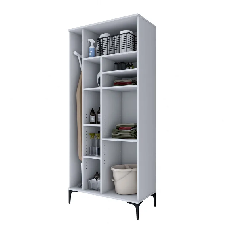 kylpyhuonekaappi Wallxpert Cleos-hylly (90 x 198,6 x 45 cm) valkoinen - Valkoinen - Talo & remontointi - Keittiö & kylpyhuone - Kylpyhuone - Kylpyhuonekalusteet - Seinäkaappi & korkea kaappi
