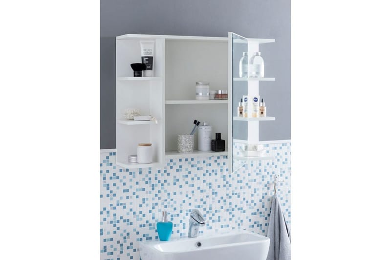 Kylpyhuonekaappi Wohnling Moderni peiliovi, valkoista lastulevyä. - Talo & remontointi - Keittiö & kylpyhuone - Kylpyhuone - Kylpyhuonekalusteet - Peilikaapit