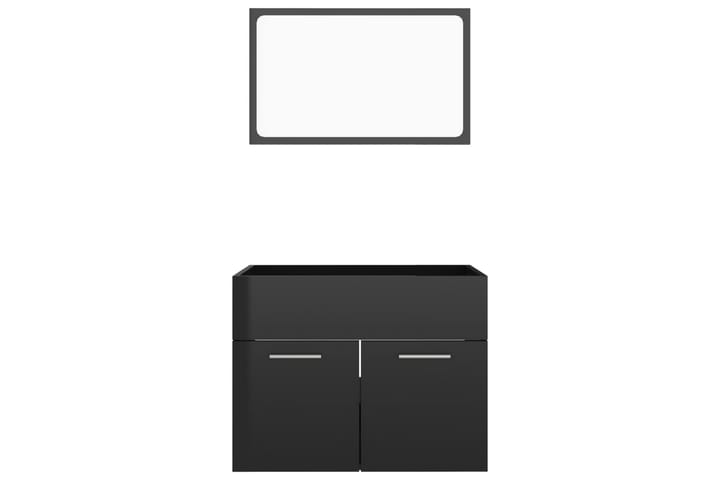 2-osainen Kylpyhuoneen kalustesarja korkeakiilto musta levy - Musta - Kylpyhuonekalustepaketit