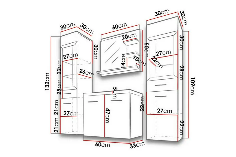 Galbally Badrumsmöbelset Brown - Talo & remontointi - Keittiö & kylpyhuone - Kylpyhuone - Kylpyhuonekalusteet - Kylpyhuonekalustepaketit