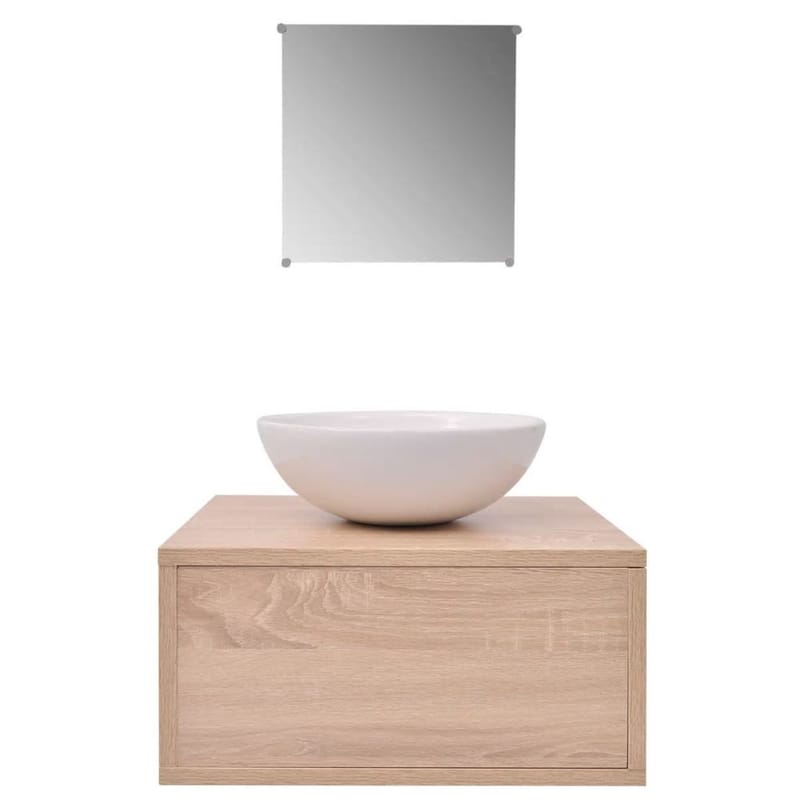 Kolmeosainen Kylpyhuoneen Kaluste- ja Pesuallassarja Beige - Beige - Talo & remontointi - Keittiö & kylpyhuone - Kylpyhuone - Kylpyhuonekalusteet - Kylpyhuonekalustepaketit