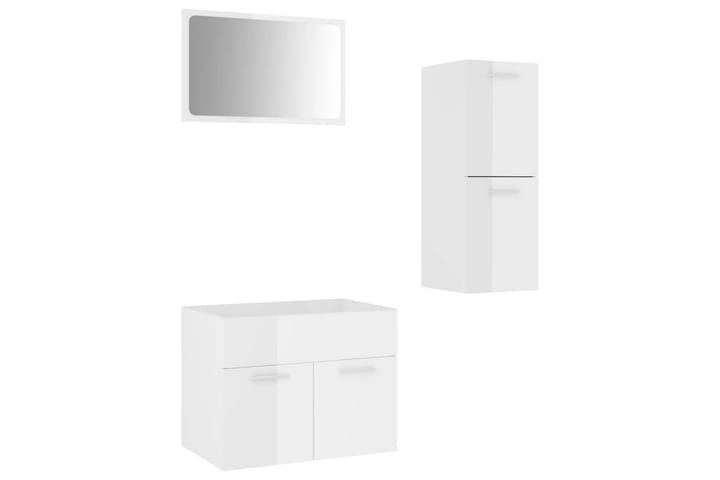 Kylpyhuoneen kalustesarja korkeakiilto valkoinen lastulevy - Valkoinen - Kylpyhuonekalustepaketit