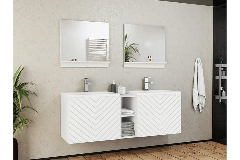 Kylpyhuoneen kalustesetti Kintore - Valkoinen - Talo & remontointi - Keittiö & kylpyhuone - Kylpyhuone - Kylpyhuonekalusteet - Kylpyhuonekalustepaketit