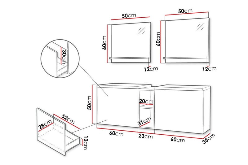 Kylpyhuoneen kalustesetti Kintore - Valkoinen - Talo & remontointi - Keittiö & kylpyhuone - Kylpyhuone - Kylpyhuonekalusteet - Kylpyhuonekalustepaketit