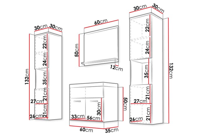 Kylpyhuonekalusteet Carignan XL 35 cm - Valkoinen - Kylpyhuonekalustepaketit