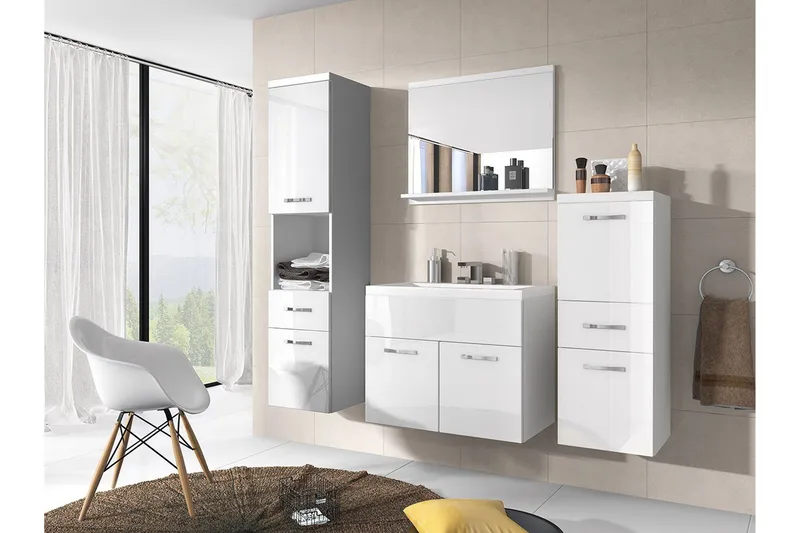 Kylpyhuonesetti Alba, Valkoinen/Korkeakiilto