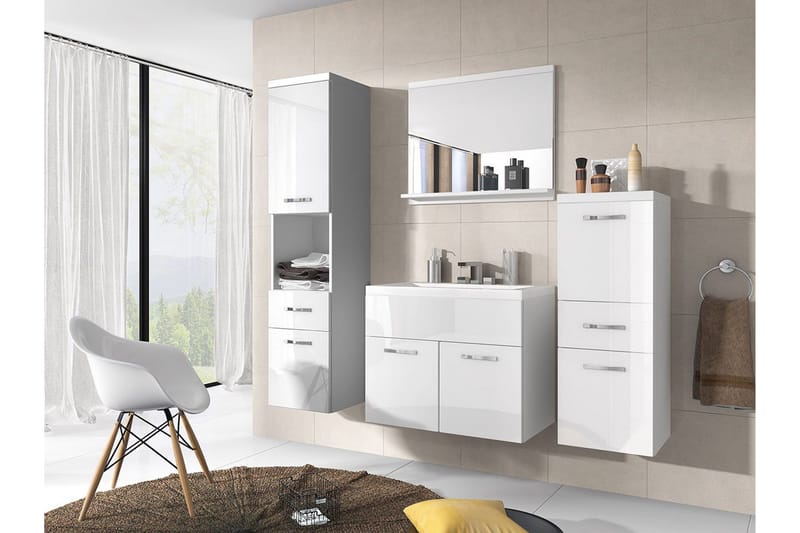 Kylpyhuonesetti Alba, Valkoinen/Korkeakiilto