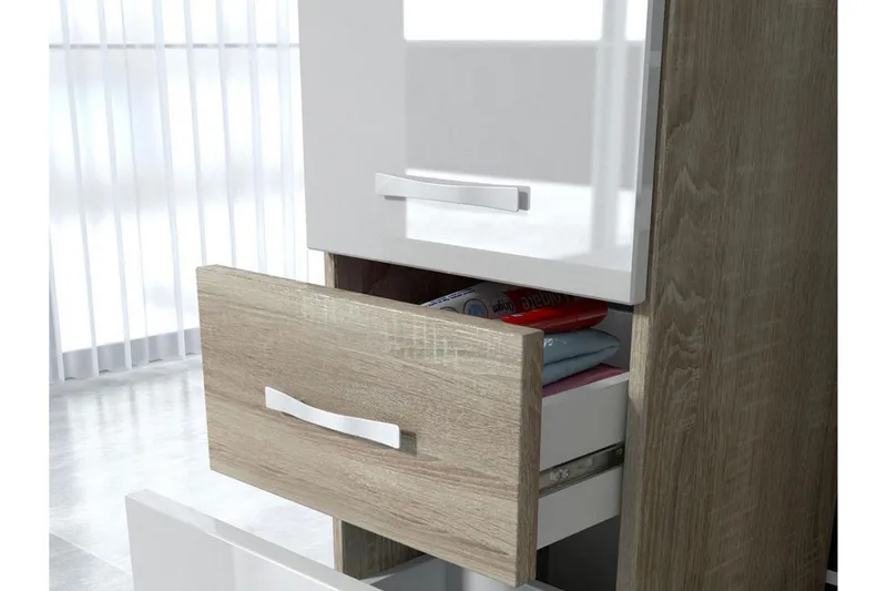 Kylpyhuonesetti Alba - Valkoinen/Korkeakiilto - Talo & remontointi - Keittiö & kylpyhuone - Kylpyhuone - Kylpyhuonekalusteet - Kylpyhuonekalustepaketit