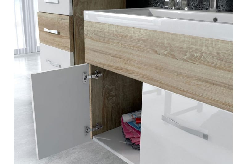 Kylpyhuonesetti Alba - Valkoinen/Korkeakiilto - Talo & remontointi - Keittiö & kylpyhuone - Kylpyhuone - Kylpyhuonekalusteet - Kylpyhuonekalustepaketit