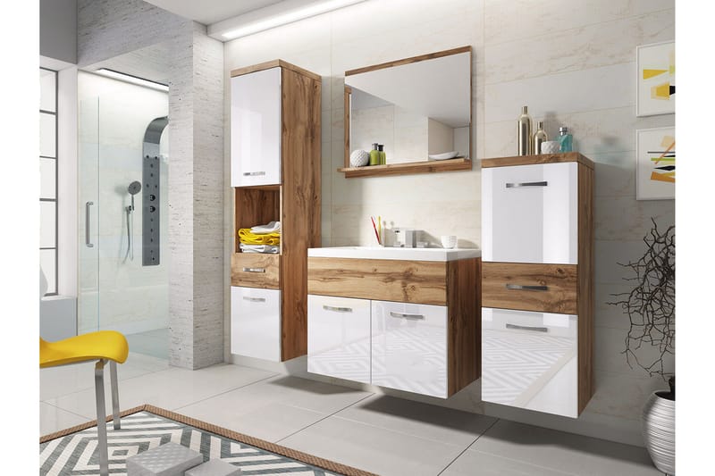 Kylpyhuonesetti Alba, Valkoinen/Korkeakiilto