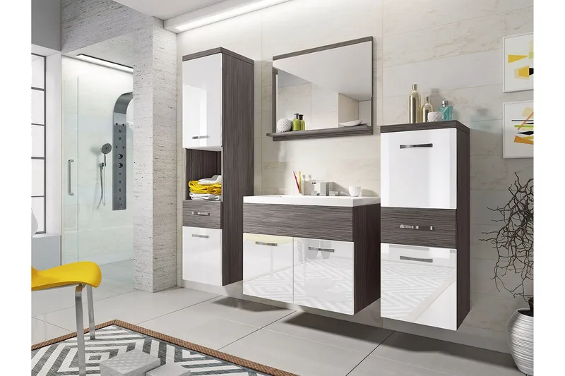 Kylpyhuonesetti Alba, Valkoinen/Korkeakiilto