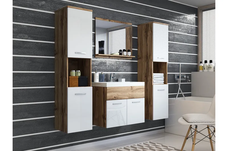 Kylpyhuonesetti Carignan XL 68 cm, Valkoinen/Luonnonväri