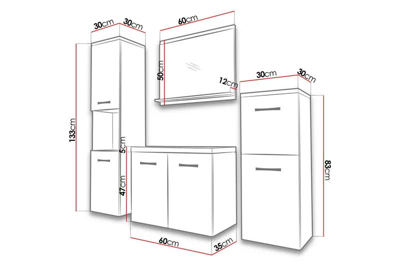 Kylpyhuonesetti Malo - Tumma Tammi - Talo & remontointi - Keittiö & kylpyhuone - Kylpyhuone - Kylpyhuonekalusteet - Kylpyhuonekalustepaketit