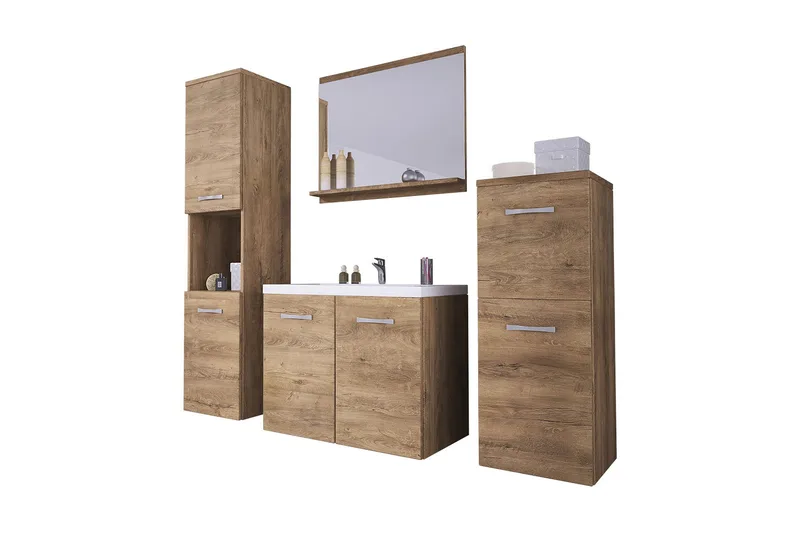 Kylpyhuonesetti Malo - Tumma Tammi - Talo & remontointi - Keittiö & kylpyhuone - Kylpyhuone - Kylpyhuonekalusteet - Kylpyhuonekalustepaketit