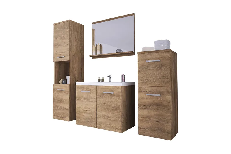 Kylpyhuonesetti Malo - Tumma Tammi - Talo & remontointi - Keittiö & kylpyhuone - Kylpyhuone - Kylpyhuonekalusteet - Kylpyhuonekalustepaketit