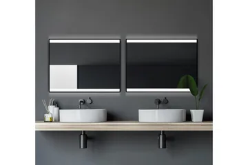 Kylpyhuonepeili Almunge 60 cm LED-valaistus - Musta - Sisustustuotteet - Peili