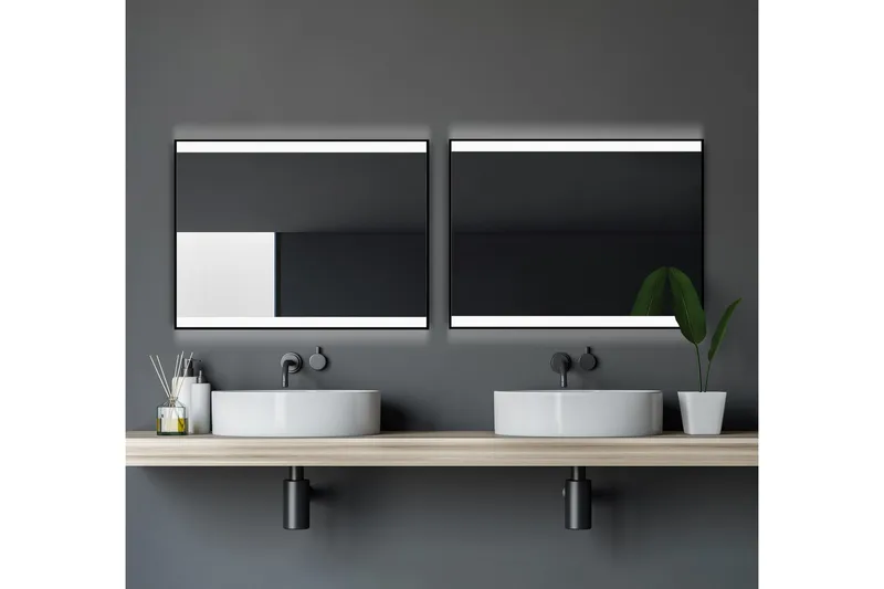Kylpyhuonepeili Almunge 60 cm LED-valaistus, Musta