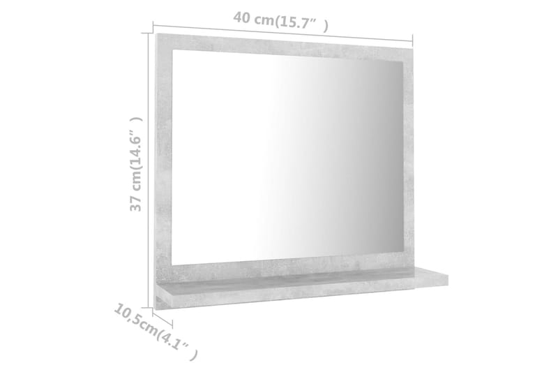 Kylpyhuonepeili betoninharmaa 40x10,5x37 cm lastulevy - Harmaa - Talo & remontointi - Keittiö & kylpyhuone - Kylpyhuone - Kylpyhuonekalusteet - Kylpyhuoneen peilit