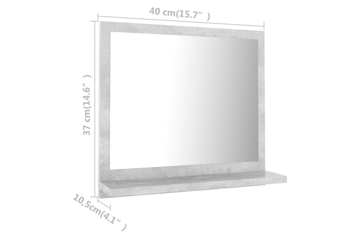 Kylpyhuonepeili betoninharmaa 40x10,5x37 cm lastulevy - Harmaa - Peili - Kylpyhuoneen peilit - Kylpyhuonepeili valaistuksella
