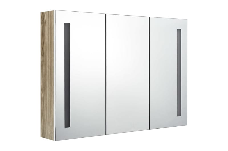 LED kylpyhuoneen peilikaappi 89x14x62 cm valkoinen ja tammi - Talo & remontointi - Keittiö & kylpyhuone - Kylpyhuone - Kylpyhuonekalusteet - Peilikaapit