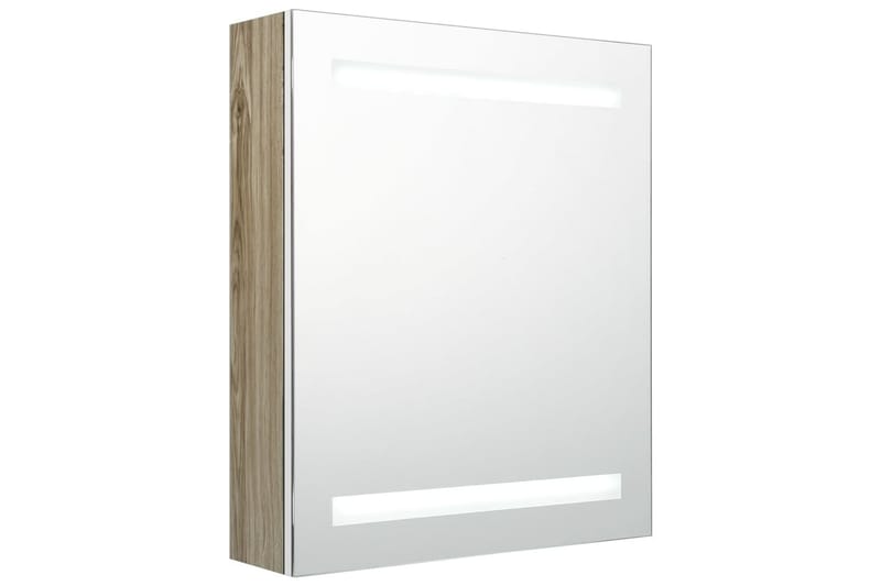 LED kylpyhuoneen peilikaappi valkoinen ja tammi 50x14x60 cm - Ruskea - Talo & remontointi - Keittiö & kylpyhuone - Kylpyhuone - Kylpyhuonekalusteet - Kylpyhuoneen peilit