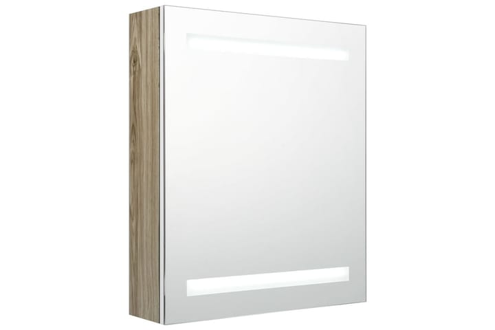 LED kylpyhuoneen peilikaappi valkoinen ja tammi 50x14x60 cm - Ruskea - Peili - Kylpyhuoneen peilit - Kylpyhuonepeili valaistuksella