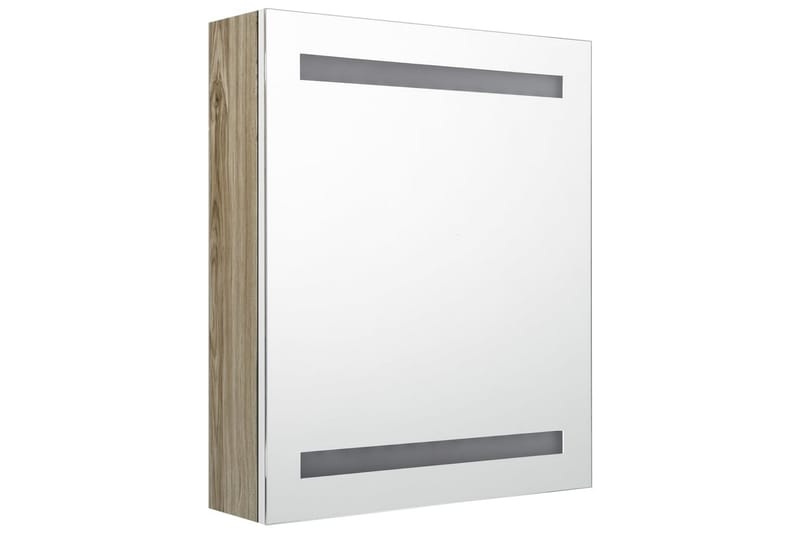 LED kylpyhuoneen peilikaappi valkoinen ja tammi 50x14x60 cm - Ruskea - Talo & remontointi - Keittiö & kylpyhuone - Kylpyhuone - Kylpyhuonekalusteet - Kylpyhuoneen peilit