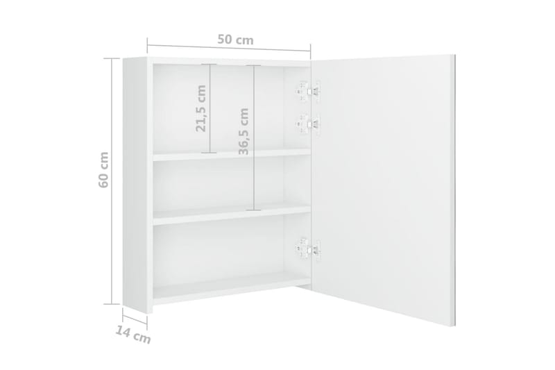 LED kylpyhuoneen peilikaappi kiiltävä valkoinen 50x14x60 cm - Valkoinen - Talo & remontointi - Keittiö & kylpyhuone - Kylpyhuone - Kylpyhuonekalusteet - Peilikaapit