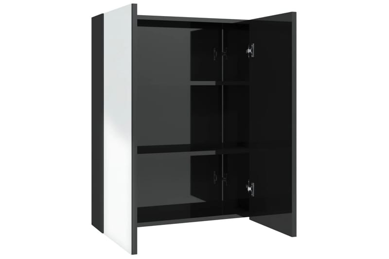 LED kylpyhuoneen peilikaappi 60x15x75 cm MDF kiiltävä musta - Musta - Talo & remontointi - Keittiö & kylpyhuone - Kylpyhuone - Kylpyhuonekalusteet - Peilikaapit