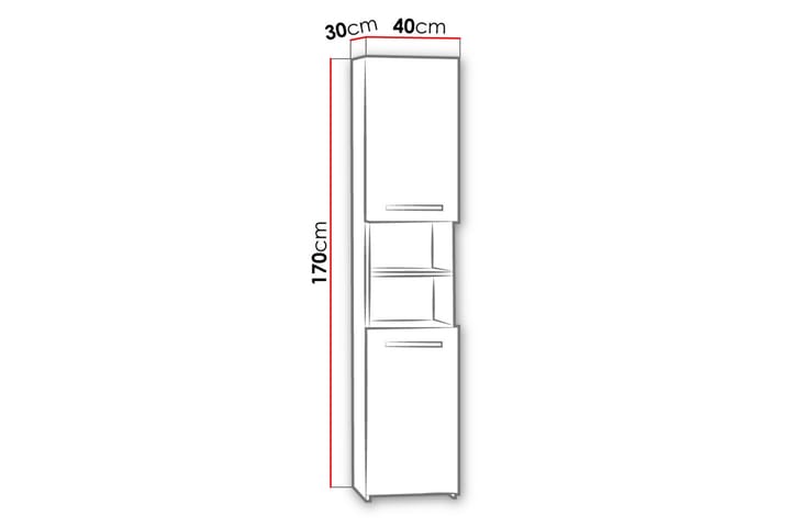 Lowry Kylpyhuonekaappi 40x30x170 cm - Kylpyhuoneekaappi valaistuksella - Seinäkaappi & korkea kaappi - Kylpyhuonekaapit