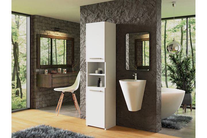 Lowry Kylpyhuonekaappi 40x30x170 cm - Kylpyhuoneekaappi valaistuksella - Seinäkaappi & korkea kaappi - Kylpyhuonekaapit