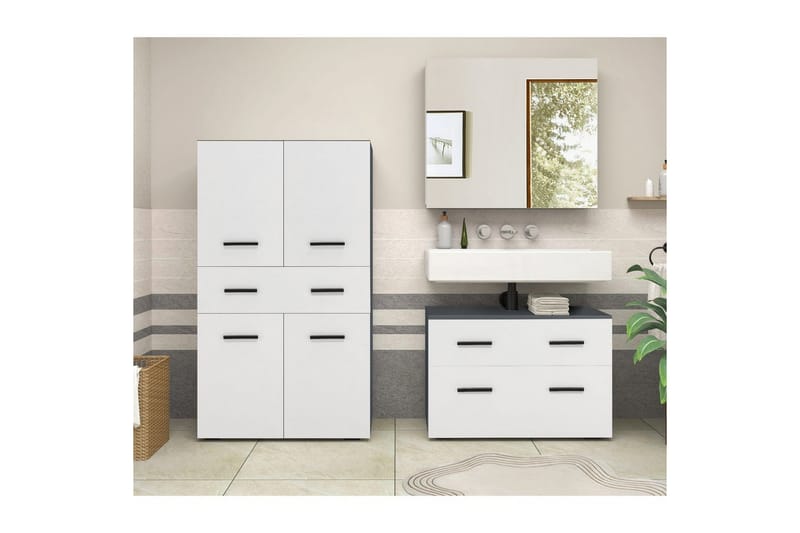 Malika Korkea kaappi Kylpyhuoneeseen 130x76x35 cm - Valkoinen - Talo & remontointi - Keittiö & kylpyhuone - Kylpyhuone - Kylpyhuonekalusteet - Kylpyhuonekaapit