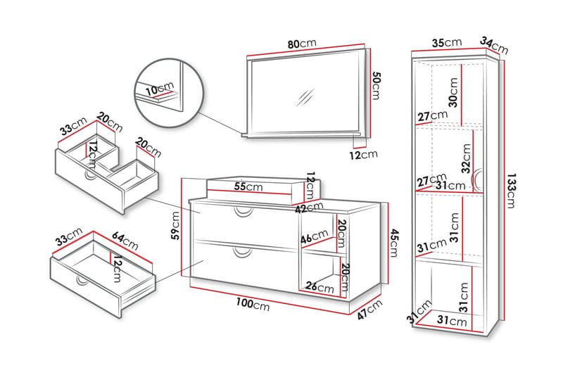 Merlinor Kalustesarja - kylpyhuone - Beige - Talo & remontointi - Keittiö & kylpyhuone - Kylpyhuone - Kylpyhuonekalusteet - Kylpyhuonekalustepaketit