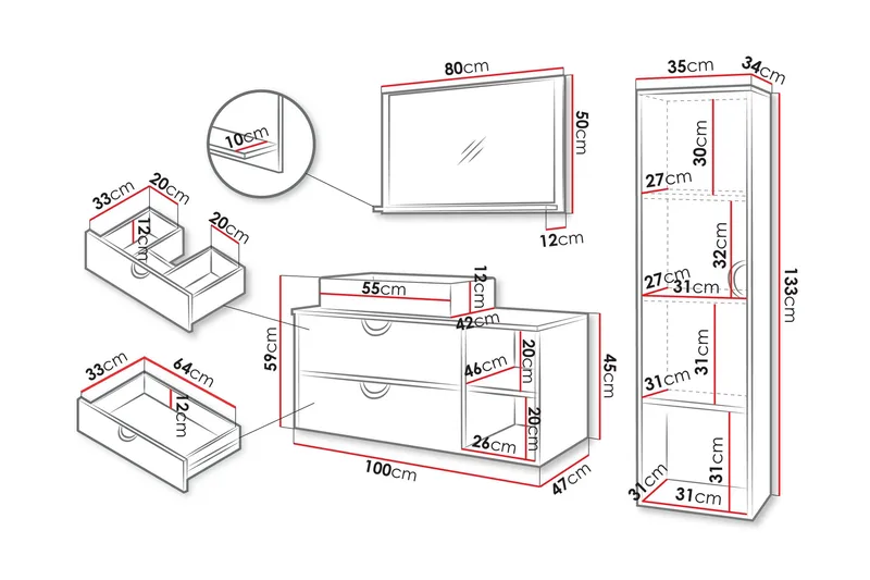 Merlinor Kalustesarja - kylpyhuone - Beige - Talo & remontointi - Keittiö & kylpyhuone - Kylpyhuone - Kylpyhuonekalusteet - Kylpyhuonekalustepaketit