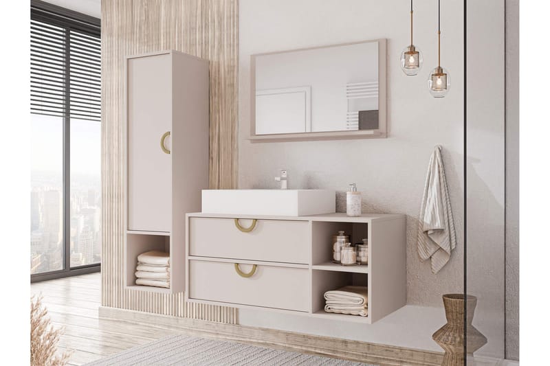 Merlinor Kalustesarja - kylpyhuone - Beige - Talo & remontointi - Keittiö & kylpyhuone - Kylpyhuone - Kylpyhuonekalusteet - Kylpyhuonekalustepaketit