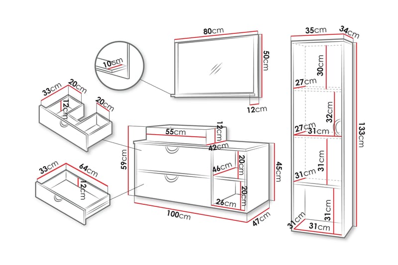 Merlinor Kalustesarja - kylpyhuone - Beige - Talo & remontointi - Keittiö & kylpyhuone - Kylpyhuone - Kylpyhuonekalusteet - Kylpyhuonekalustepaketit