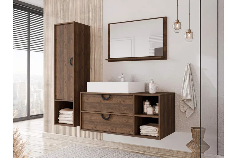 Merlinor Kalustesarja - kylpyhuone - Ruskea - Talo & remontointi - Keittiö & kylpyhuone - Kylpyhuone - Kylpyhuonekalusteet - Kylpyhuonekalustepaketit