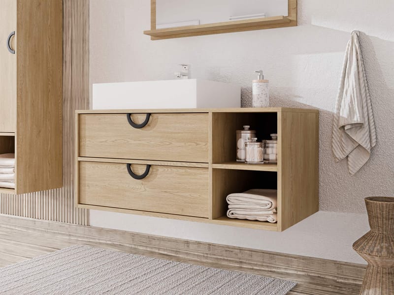Merlinor-kylpyhuoneen allaskaappi - Vaaleanruskea - Talo & remontointi - Keittiö & kylpyhuone - Kylpyhuone - Kylpyhuonekalusteet - Kylpyhuoneen säilytys