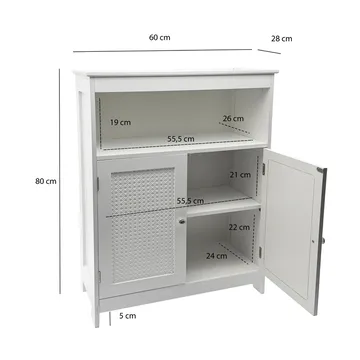 Moreri-kylpyhuonekaappi 60 cm Wien-punoksella - valkoinen ja hopeanvärinen - Talo & remontointi - Keittiö & kylpyhuone - Kylpyhuone - Kylpyhuonekalusteet - Seinäkaappi & korkea kaappi