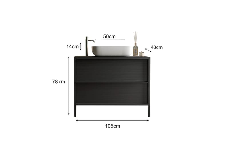 Parona Pesuallaskaappi 105x78 cm - Musta - Talo & remontointi - Keittiö & kylpyhuone - Kylpyhuone - Kylpyhuonekalusteet - Allaskaappi