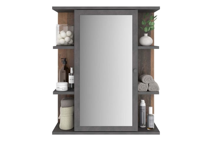 FMD Kylpyhuoneen peilikaappi Matera vanha tyyli tumma - Monivärinen - Peilikaapit - Kylpyhuoneekaappi valaistuksella