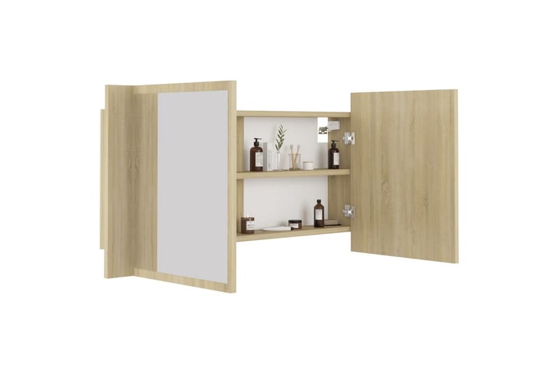 Kylpyhuoneen LED peilikaappi Sonoma tammi 90x12x45 cm - Ruskea - Talo & remontointi - Keittiö & kylpyhuone - Kylpyhuone - Kylpyhuonekalusteet - Peilikaapit