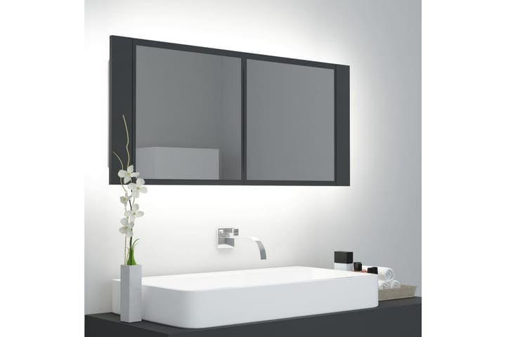 Kylpyhuoneen LED peilikaappi harmaa 100x12x45 cm - Harmaa - Peilikaapit - Kylpyhuoneekaappi valaistuksella