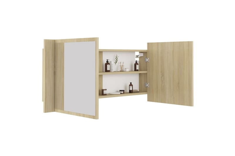 Kylpyhuoneen LED peilikaappi Sonoma tammi 100x12x45 cm - Ruskea - Talo & remontointi - Keittiö & kylpyhuone - Kylpyhuone - Kylpyhuonekalusteet - Peilikaapit
