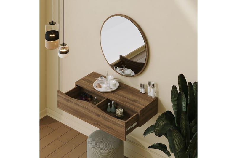 Kylpyhuoneen seinäkaappi peilillä Princesse 82 cm - Pähkinä - Talo & remontointi - Keittiö & kylpyhuone - Kylpyhuone - Kylpyhuonekalusteet - Peilikaapit