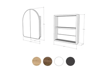 Kylpyhuoneen seinäkaappi peilillä Duigen 45 cm - Beige - Talo & remontointi - Keittiö & kylpyhuone - Kylpyhuone - Kylpyhuonekalusteet - Peilikaapit