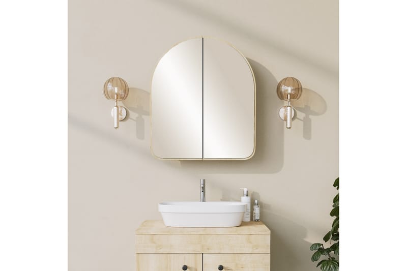 Kylpyhuoneen seinäkaappi peilillä Duigen 45 cm - Beige - Talo & remontointi - Keittiö & kylpyhuone - Kylpyhuone - Kylpyhuonekalusteet - Peilikaapit