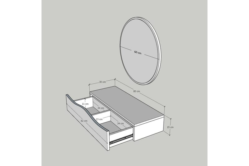 Kylpyhuoneen seinäkaappi peilillä Princesse 82 cm - Pähkinä - Peilikaapit - Kylpyhuoneekaappi valaistuksella