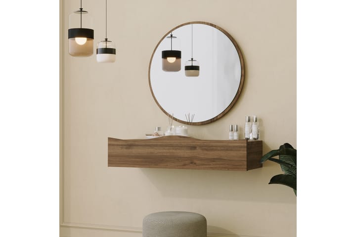 Kylpyhuoneen seinäkaappi peilillä Princesse 82 cm - Pähkinä - Peilikaapit - Kylpyhuoneekaappi valaistuksella